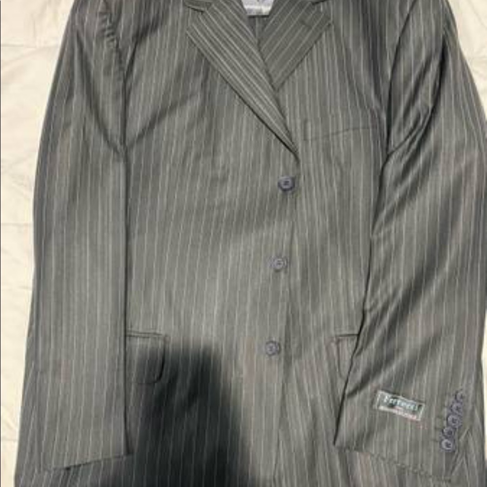 Pinstripe suit grey-ish green